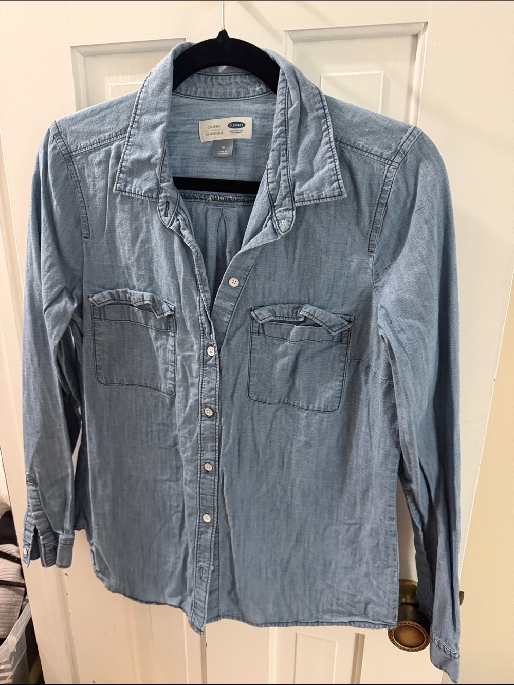 Old Navy Light Blue Denim Button-Down Shirt